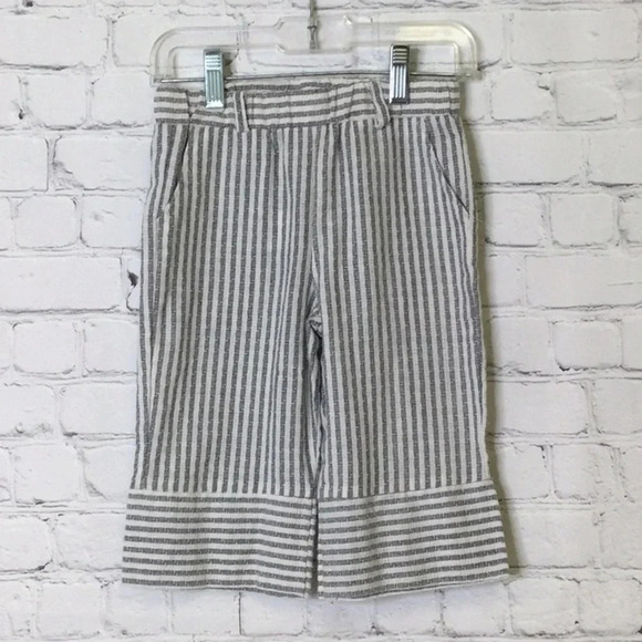 Vignette Size 4 Girls White Grey Stripe Pants - Picture 1 of 4
